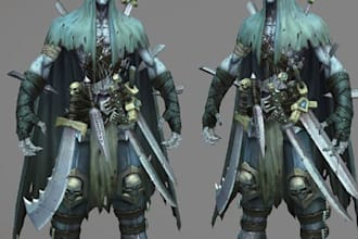 stylized hand painted texture,3d game character design, model custom game assets