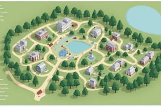 draw a custom map illustration, isometric map illustration, city line map