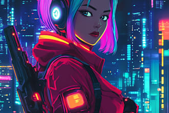 design cyberpunk futuristic city style art for any project
