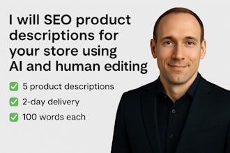 write seo product descriptions using ai and human editing