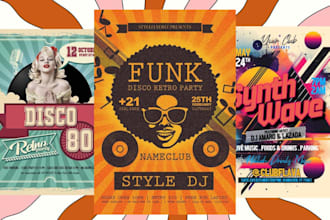 create unique retro,vintage flyer or poster