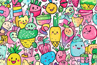 create cute doodle art pattern illustrations