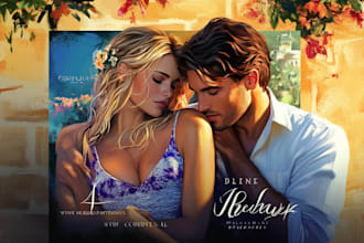 design illustrated romance book cover design for amazon kdp