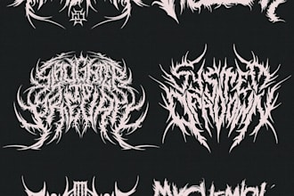 create awesome metal, y2k, psychedelic font logo