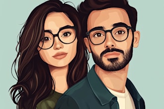 make couple portrait for wedding illustration