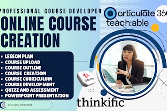 dev elearning online course content, training manual explainer video course, ppt