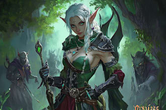 make a dnd party and d and d character art illustration for you