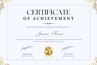 design award certificate, diploma, gift, custom certificate