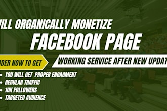 promote and organically monetize facebook page