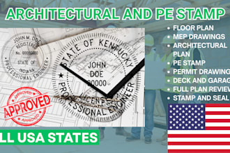 draw engineer architectural plan, indiana, kentucky, pe stamp for city permit