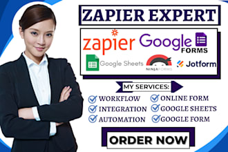 build wufoo jotform ninja forms online google forms sheets zapier automation va