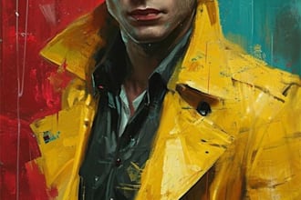 do hand draw realistic digital oil painting portrait