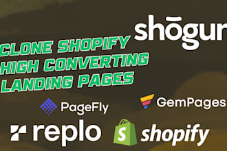 clone and build your shopify landing page with replo, shogun, gempages, pagefly