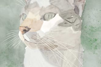 paint a digital watercolor pet portrait