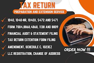 prepare irs tax extensions 4868, 7004, 8868 for personal and business