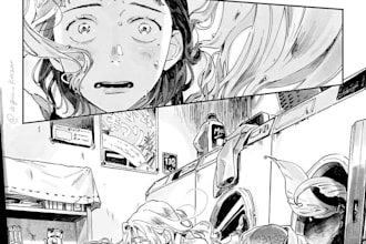 make a comic pages  illustration in anime or manga style based on your script