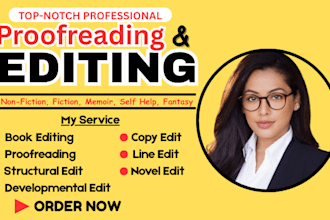 professionally edit memoir, proofread and fantasy novel nonfiction book