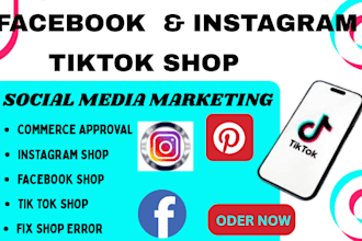 set up tiktok shop, instagram shop facebook shop or shopify dropshipping store