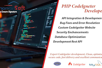customize, fix and develop your PHP codeigniter or laravel web application