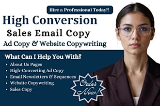 do persuasive sales email copywriting for email sequence website content ad copy