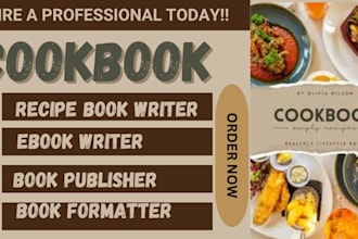 do recipe cookbook, ebook writing, book formatting, amazon book publishing
