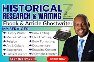 ghostwrite history script, memoir, biography, ebook writer