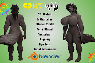 do unique 3d vrchat avatar, furry nsfw model, vrc vtuber vrm for pc and quest
