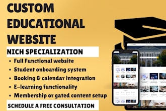 create custom educational website with onboarding e learning and booking system