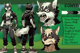 draw unique furry reference sheet fursona character furry art character sheet oc