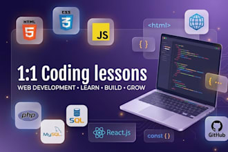 teach you HTML CSS javascript PHP and web development coding lessons