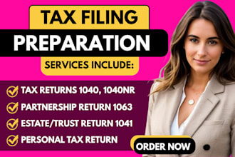 file your US tax filing form 1040 1065 1120 5472 and us sales tax returns