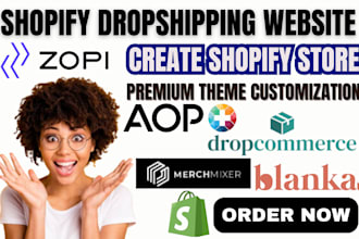 design branded shopify dropshipping website via dropcommerce aop blanka zopi