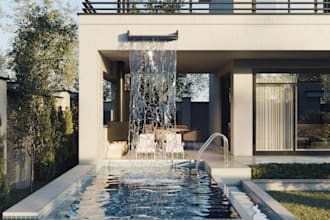 design modern villa visualize,landscape,outdoor render,villa exterior, 3ds max