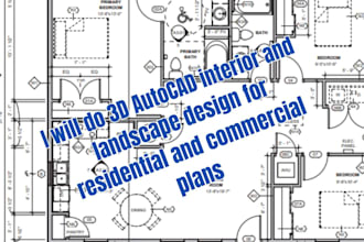 do 3d autocad interior and landscape design for residential and commercial plans