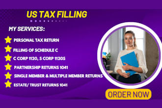 file US tax return for business and individual tax return, form 1120, 1040, 1065