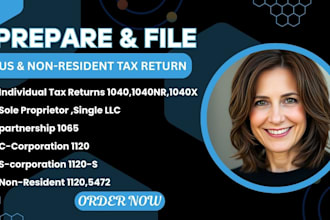 prepare and file US tax returns for personal corporate and llc