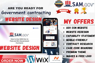 build government contract websites for samgov bids, nonprofit 501c3 and llc reg