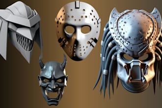 3d mask, 3d helmet, 3d model, cosplay helmet, mask cyberpunk for 3d printing