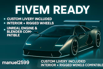 model and render 3d car for fivem gta v, toy car realistic automotive rendering