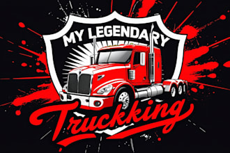 design trucking business, towing, transport, truck logo