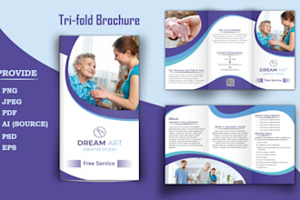 design custom trifold brochure, restaurant menu, business and healthcare flyer