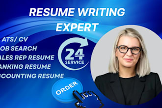 write sales, finance, accounting, banking, marketing, customer service resume