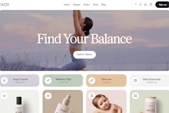 design yoga website, wellness website, skin care, website, baby website, listing