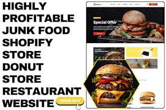 design junk food shopify store cookies donut shopify store restaurant website