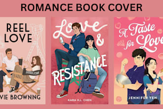do romance book cover, ebook cover and illustrated amazon book cover