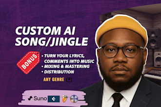 create custom ai song, jingle with your lyrics in any genre