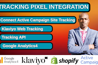 active campaign site tracking,klaviyo web tracking, google analytics4 to shopify