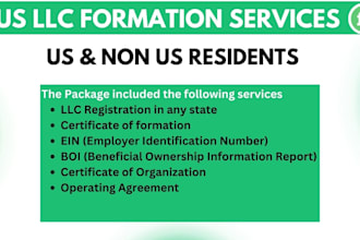 do llc registration and get ein within 24 hours for US and non US residents