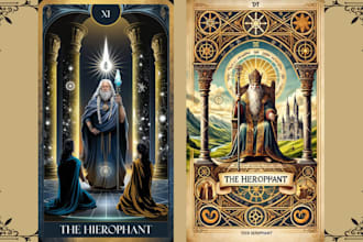 illustrate custom tarot, oracle, or game cards with unique art