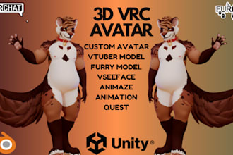 model realistic furry vtuber avatar, nsfw vrchat avatar, animaze or vseeface vrm